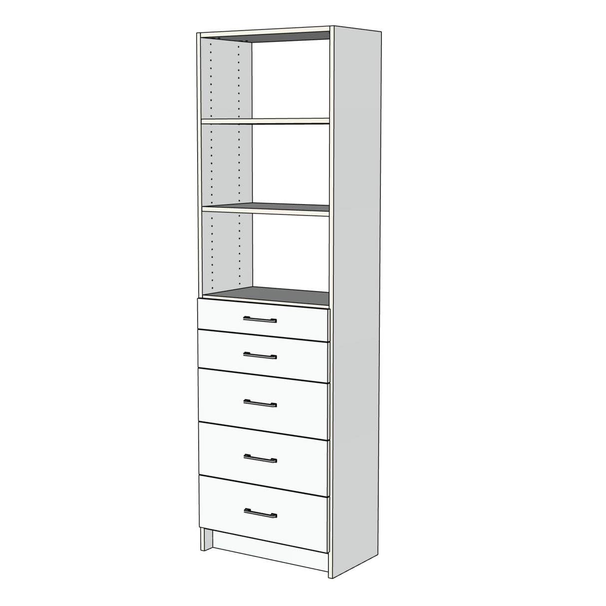 Custom Closet 5 Drawers 2 Shelves - Right View