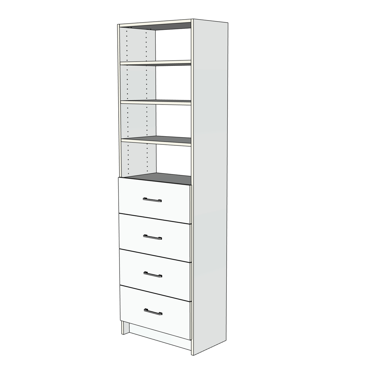 Custom Closet 4 Drawers 3 Shelves - Right View