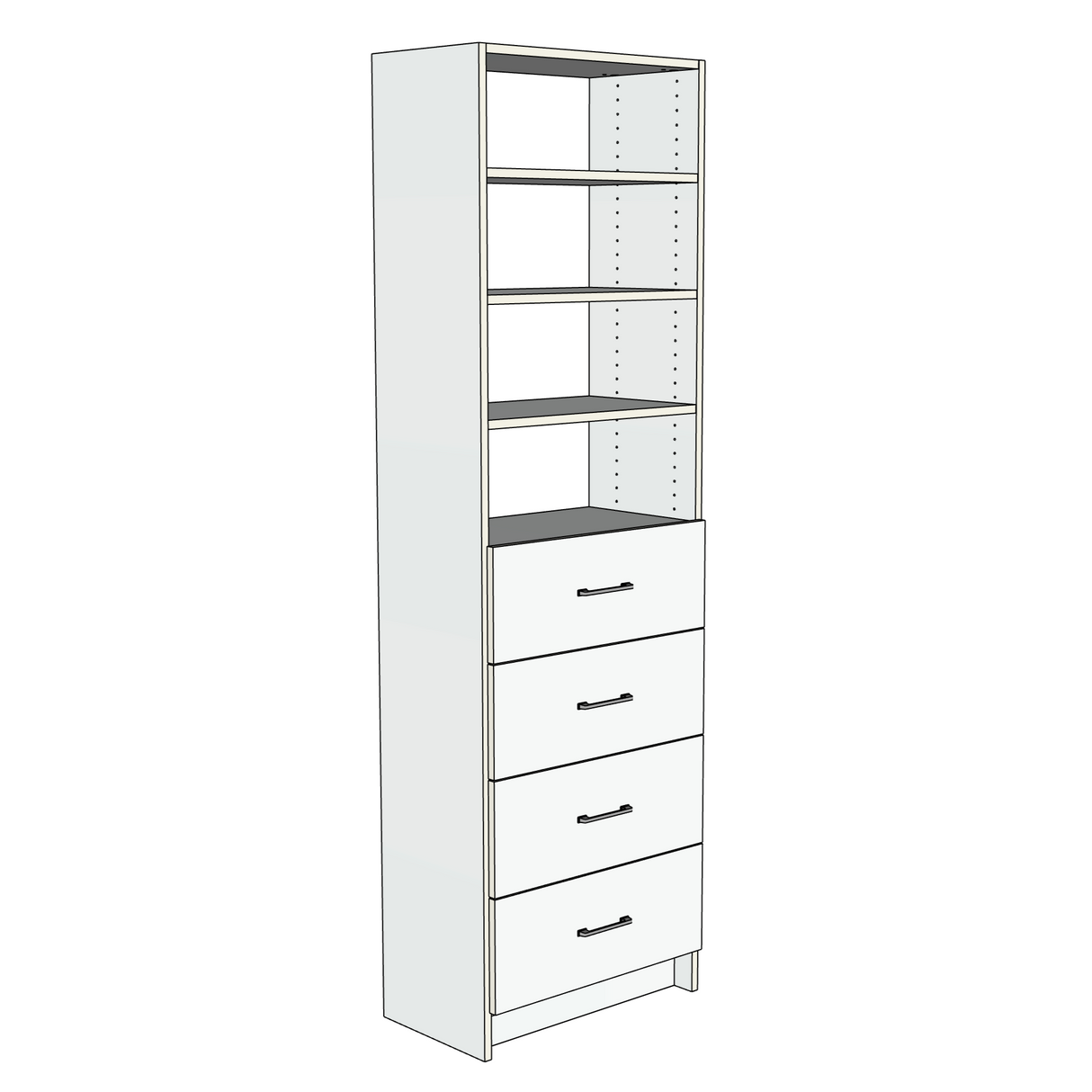 Custom Closet 4 Drawers 3 Shelves - Left View