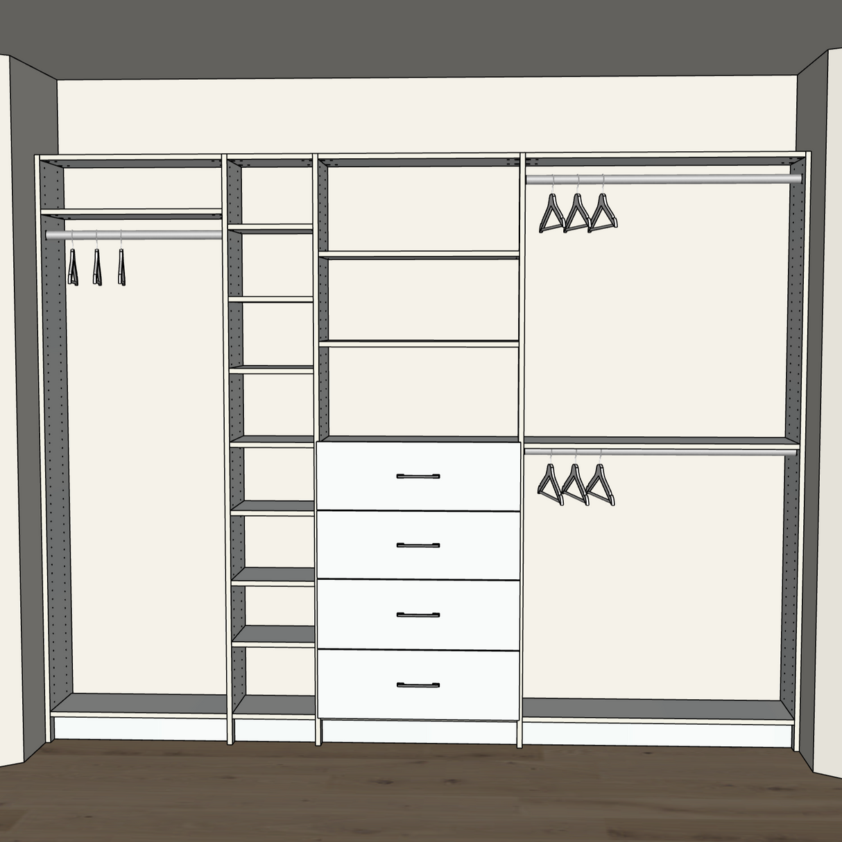 Custom Closet 9' Reach-in Set - Front View