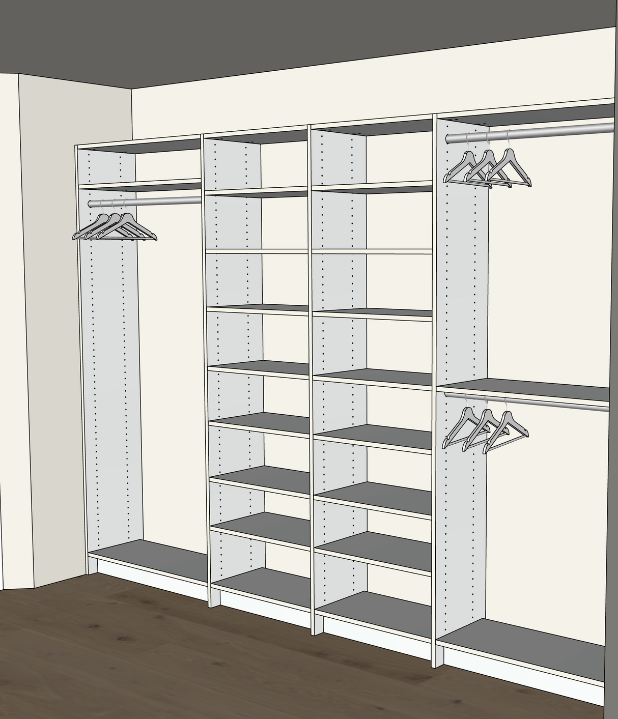 Custom Closet with Shelves - Reach-in Set