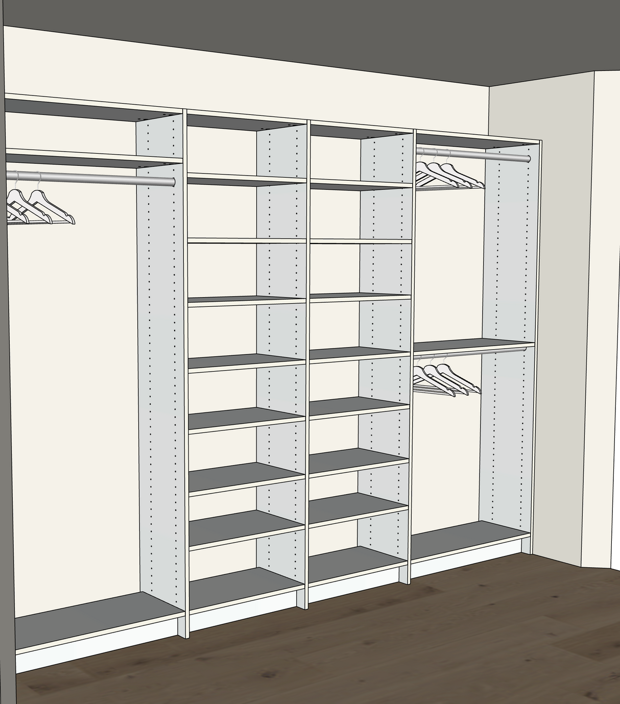 Custom Closet with Shelves - Reach-in Set