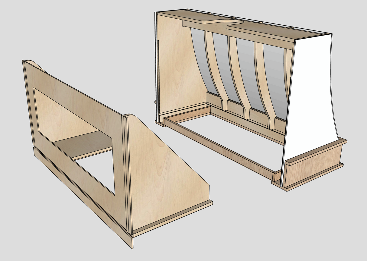 Curved Range Hood - Rear View 2 Pieces