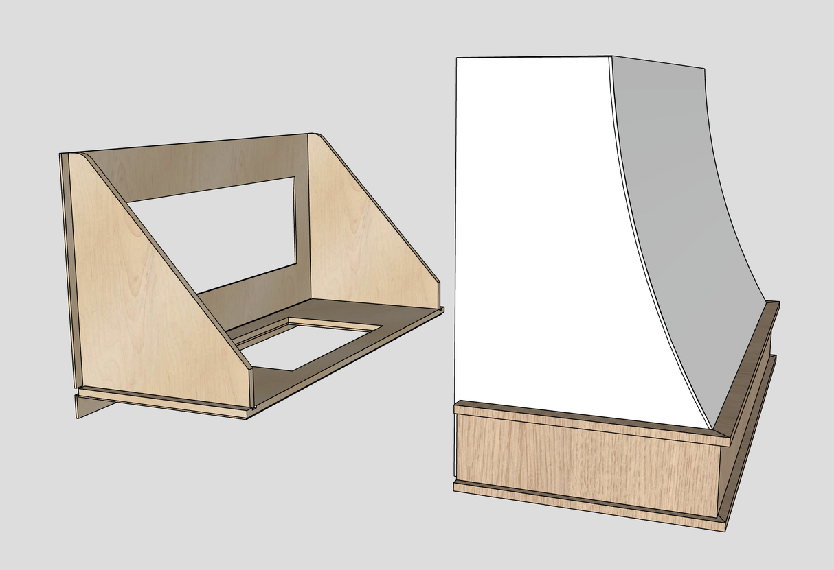 Curved Range Hood - Front View 2 Pieces