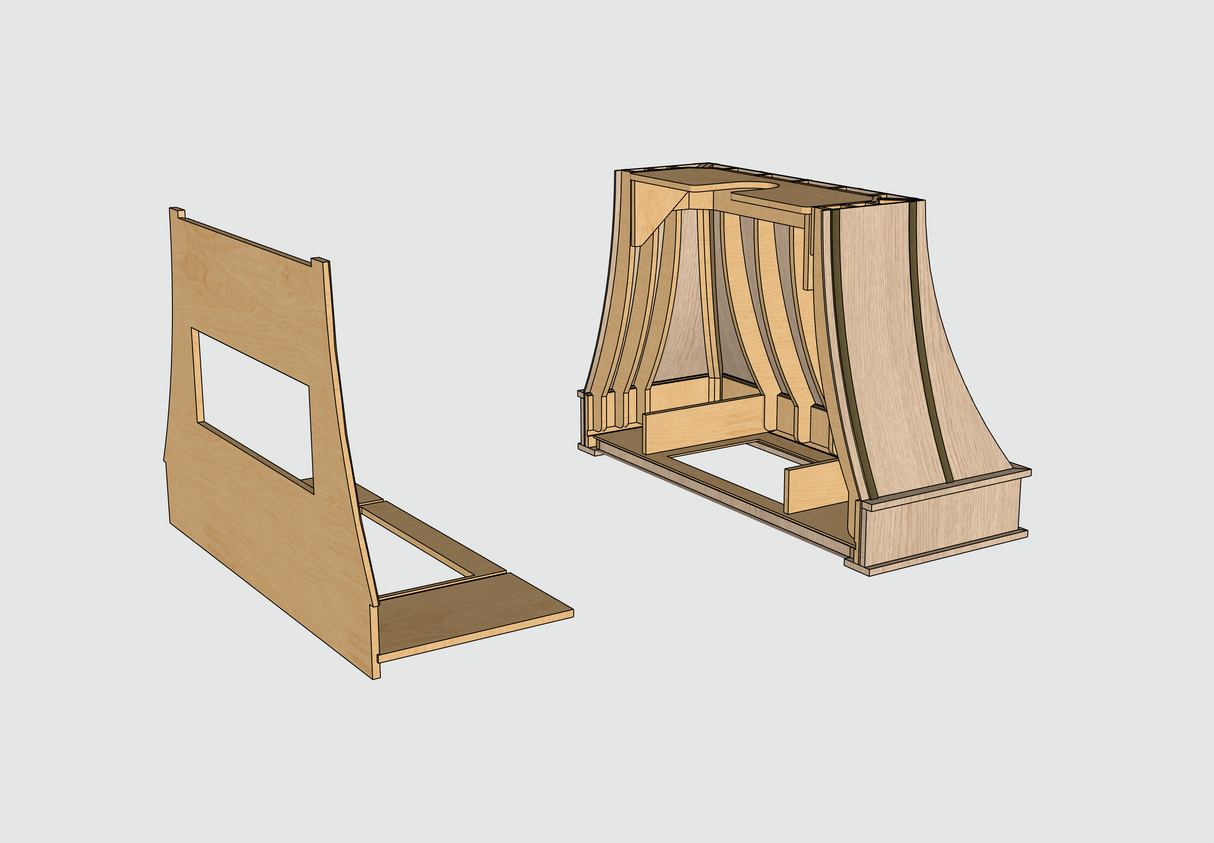 Compound Range Hood - Rear View 2 Pieces