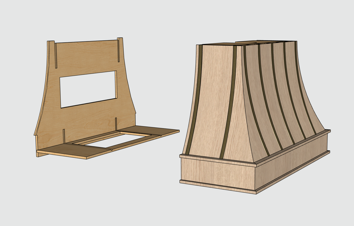 Compound Range Hood - Front View 2 Pieces