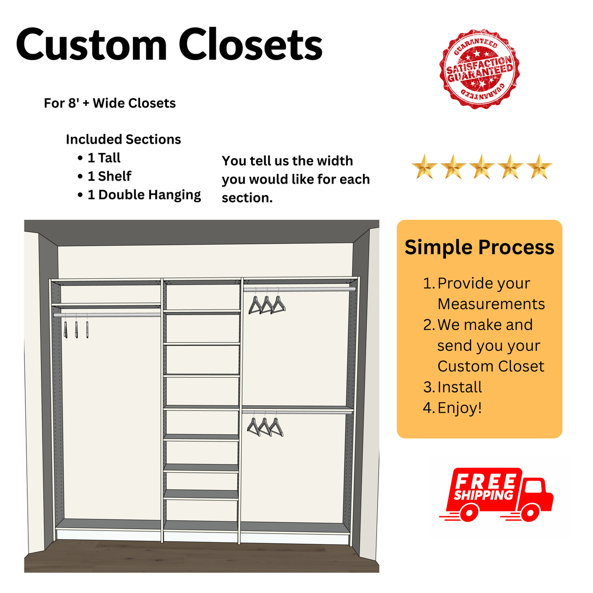 Custom Closet with Shelves - Reach-in Set