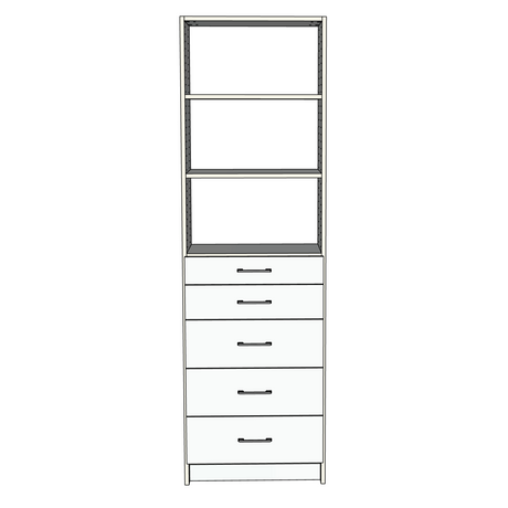 Custom Closet 5 Drawers 2 Shelves - Front View