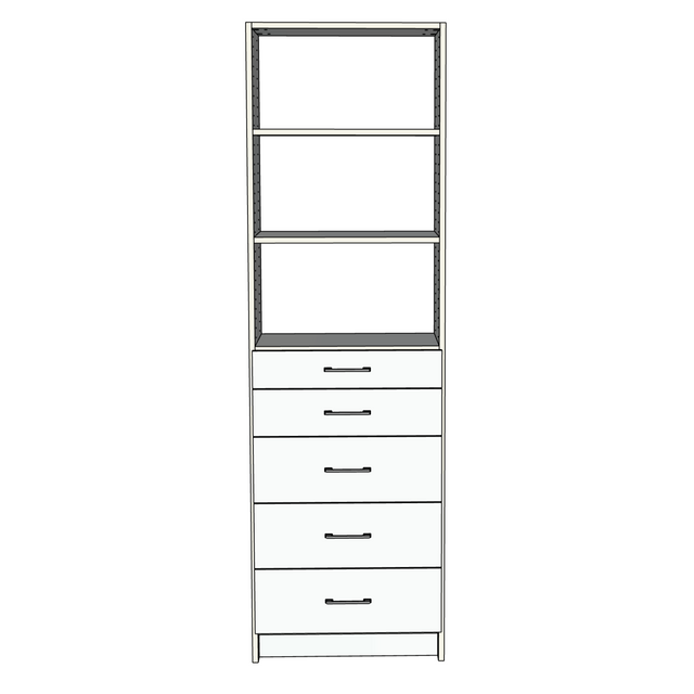 Custom Closet 5 Drawers 2 Shelves - Front View