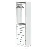 Custom Closet 5 Drawers Upper Hanging Rod - Right View