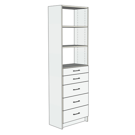 Custom Closet 5 Drawers 2 Shelves - Left View