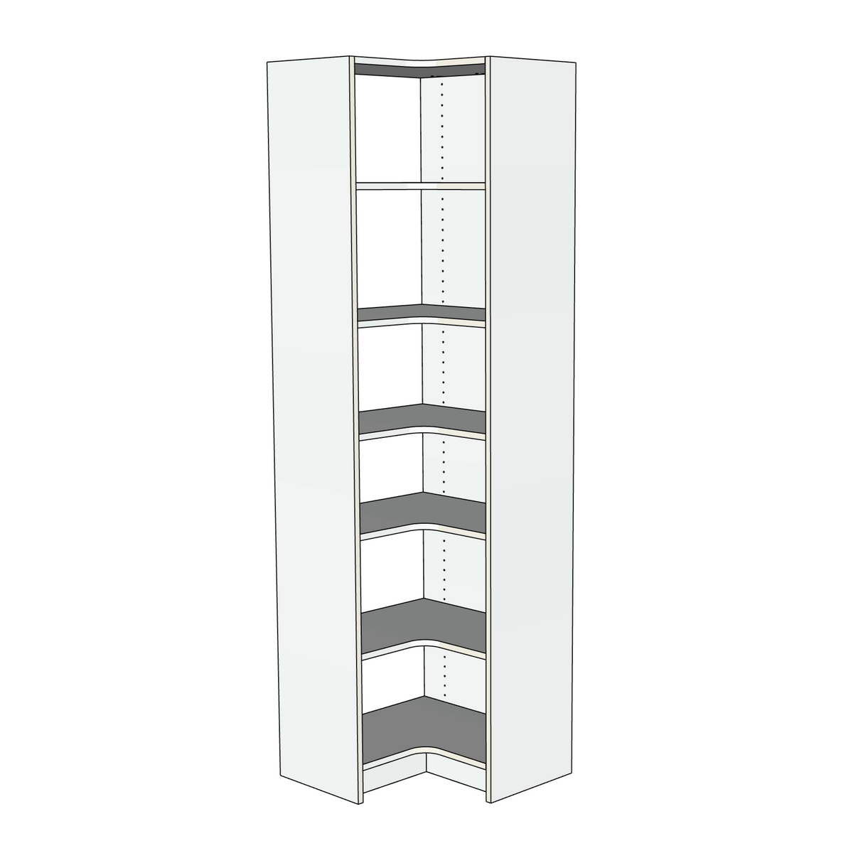 Custom Closet Corner Shelves - Front View