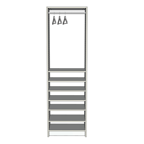 Custom Closet Top Hanging 7 Shoe Shelves - Front View
