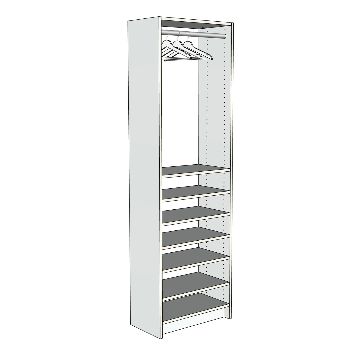 Custom Closet Top Hanging 7 Shoe Shelves - Left View
