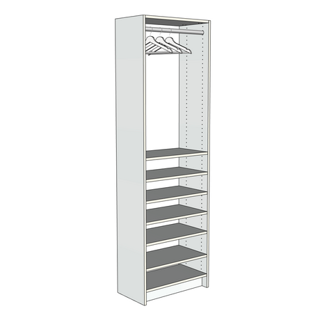 Custom Closet Top Hanging 7 Shoe Shelves - Left View