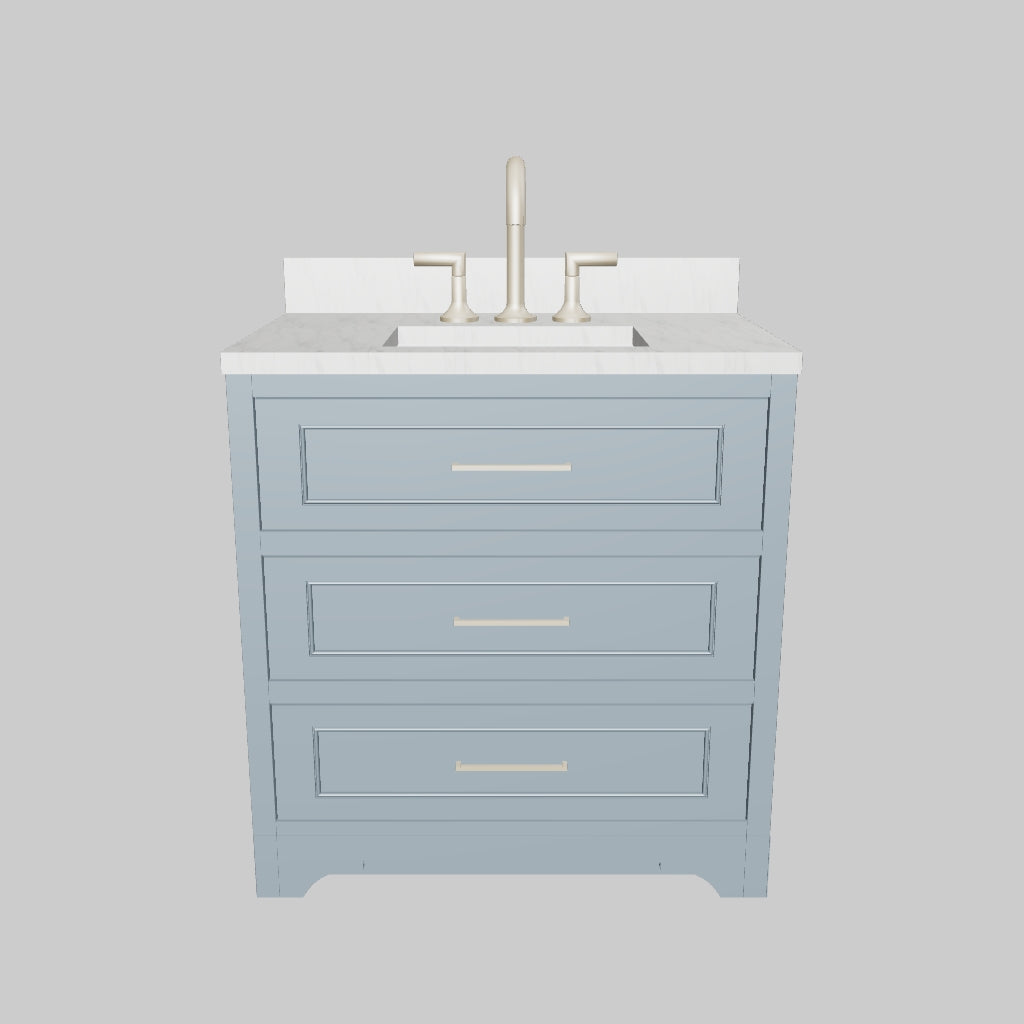 36" Powder Room Vanity 2 Drawers - 3D