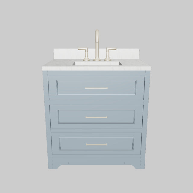 36" Powder Room Vanity 2 Drawers - 3D